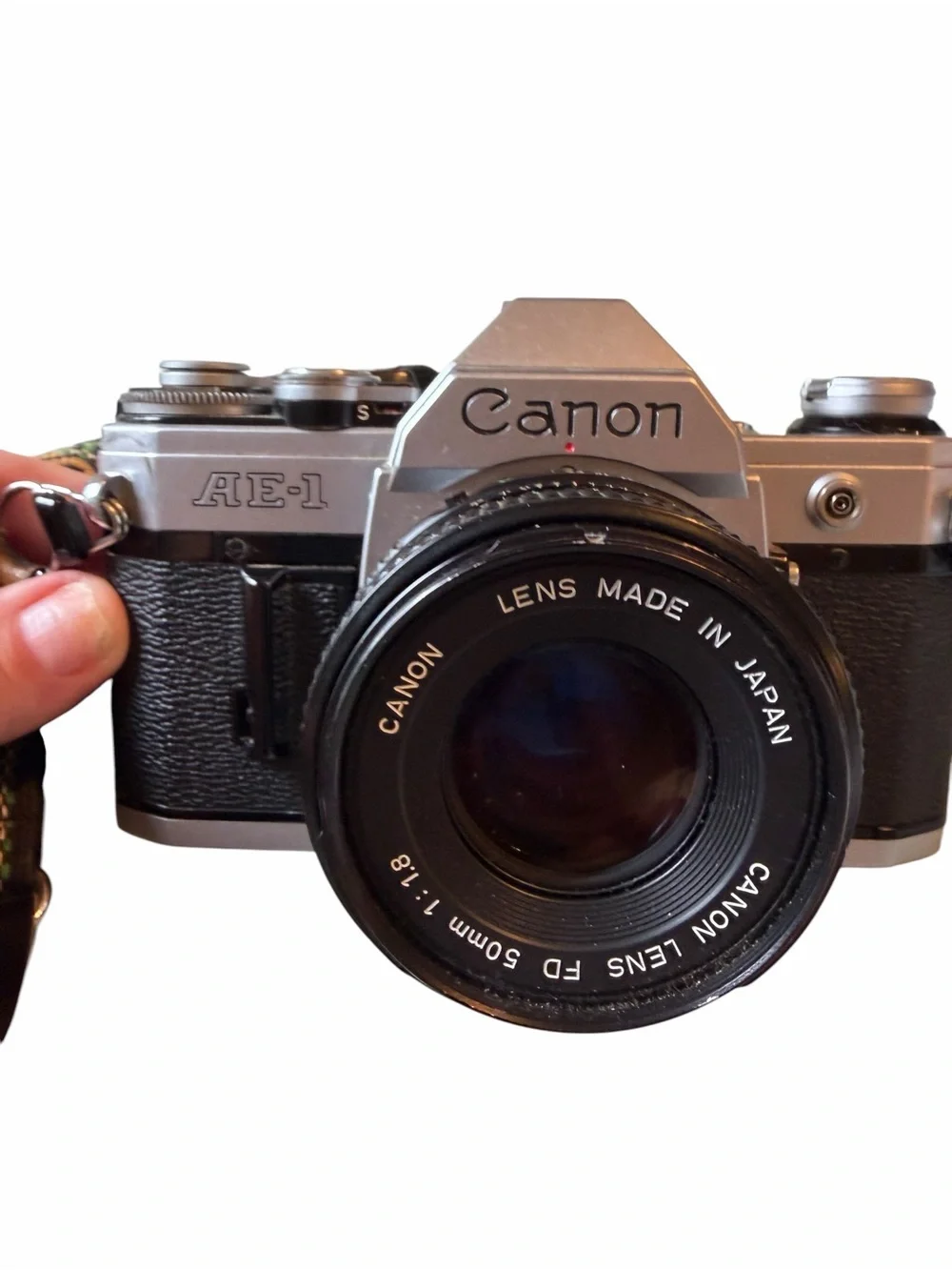 Canon AE-1 35mm SLR Film Camera FD 50mm f/1.8 Lens Strap 2 New Batteries